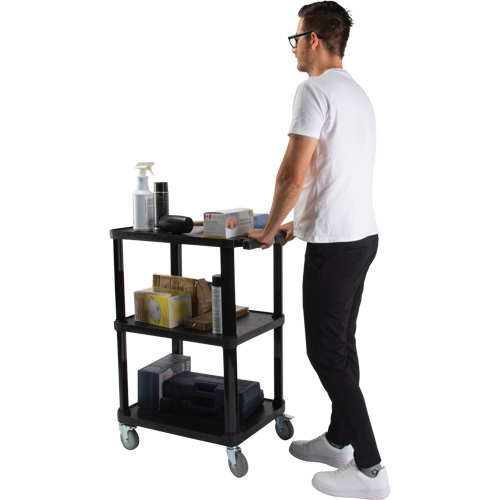 Utility Cart with Flat Shelf, 3 Tiers, 18-1/8" x 37-3/8" x 27-3/4", 330 lbs. Capacity Pryde Industrial Inc.