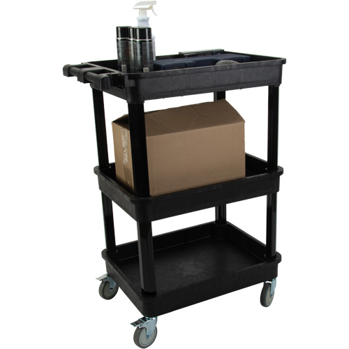 Utility Cart with Deep Lip Shelf, 3 Tiers, 19" x 39-1/2" x 28-1/4", 330 lbs. Capacity Pryde Industrial Inc.