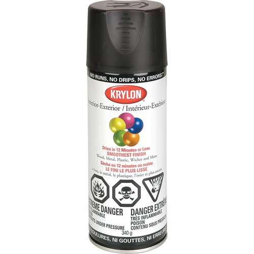 Laque industrielle Acryli-Quik, Noir, Semi-mat, 12 oz, Canette a&eacute;rosol Pryde Industrial Inc.
