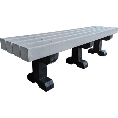 Park Bench, Recycled Plastic, 72" L x 17" W x 17" H, Grey Pryde Industrial Inc.