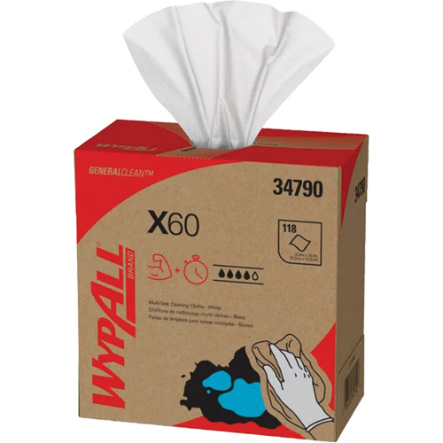 WypAll&reg; X60 Wipers, All-Purpose, 16-3/4" L x 8-3/8" W Pryde Industrial Inc.