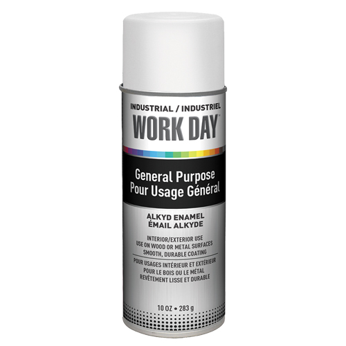 Peinture industrielle Work Day, Blanc, Tr&egrave;s mat, 10 oz, Canette a&eacute;rosol Pryde Industrial Inc.