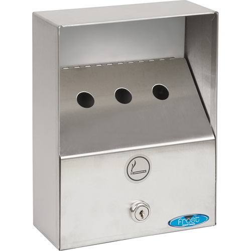 Smoking Receptacles, Wall-Mount, Stainless Steel, 1 Litres Capacity, 9" Height Pryde Industrial Inc.