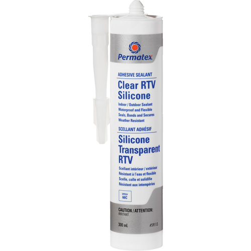 Clear RTV Adhesive Sealant, 300 ml, Cartridge, Clear Pryde Industrial Inc.