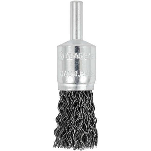 E050-20 Shaft Mounted Crimped End Brush, 1/2", 0.02" Fill, 1/4" Shank Pryde Industrial Inc.