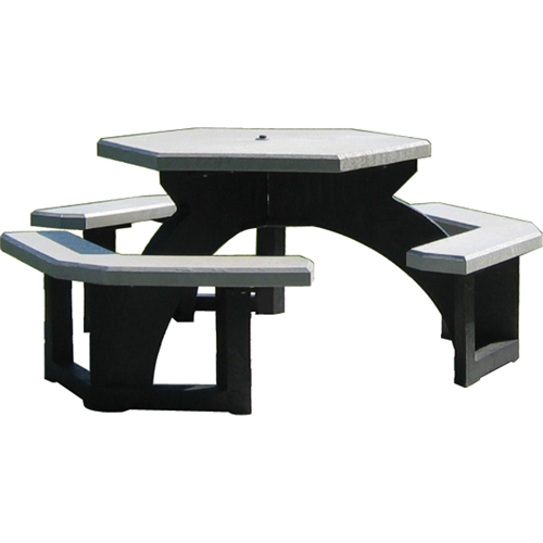 Recycled Plastic Hexagon Picnic Tables, 78" L x 78" W, Grey Pryde Industrial Inc.