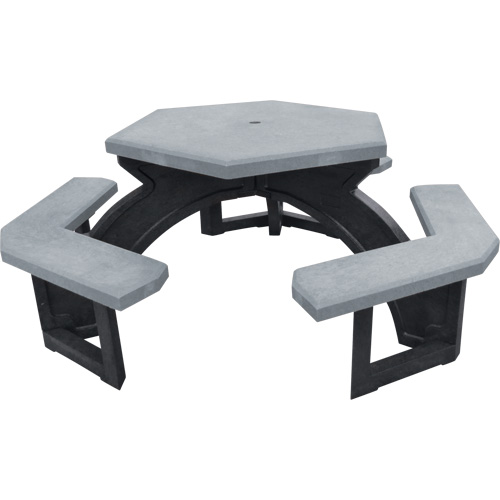 Tables de pique-nique hexagonales en plastique recycl&eacute;, 78" lo x 78" la, Gris Pryde Industrial Inc.