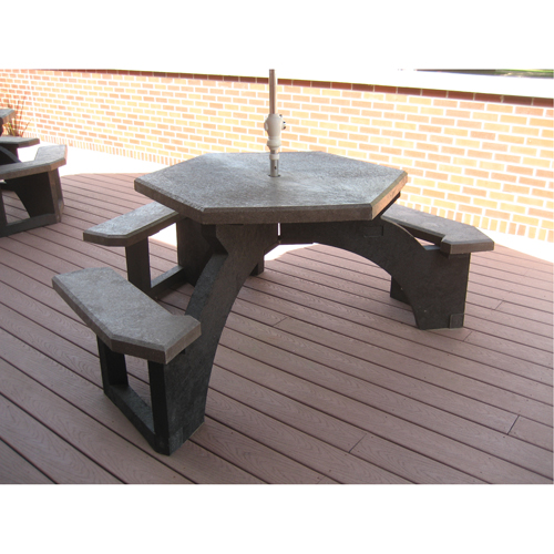 Tables de pique-nique hexagonales en plastique recycl&eacute;, 78" lo x 78" la, Brun Pryde Industrial Inc.
