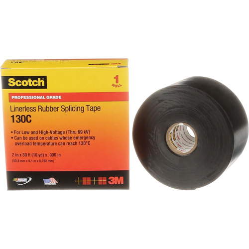 Ruban d'&eacute;pissage sans support en caoutchouc de calibre professionnel Scotch, 50,8 mm (2") la x 9 m (30') lo, 30 mils, Noir Pryde Industrial Inc.