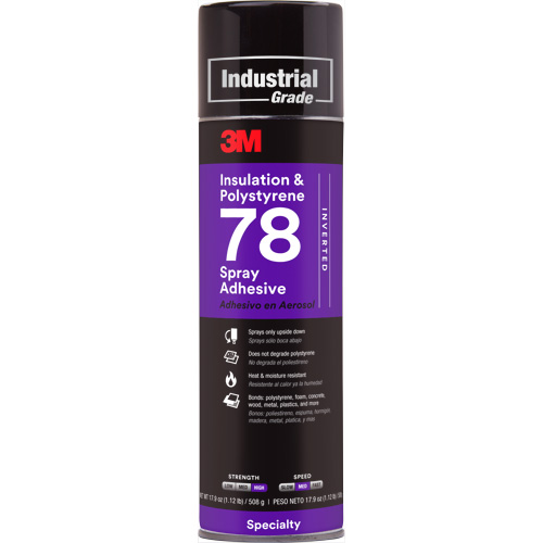 Polystyrene Foam Insulation 78 Spray Adhesive, 24 oz., Aerosol Can, Clear Pryde Industrial Inc.