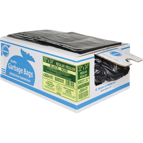 2600 Series Industrial Garbage Bags, Regular, 24" W x 22" L, Black Pryde Industrial Inc.