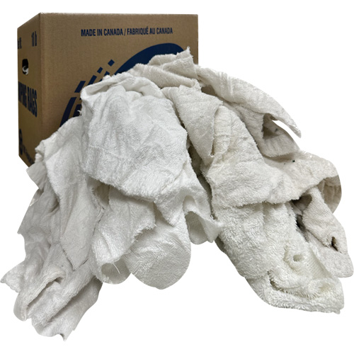 Boîte de chiffons d'essuyage, Tissu &eacute;ponge, Blanc, 10 lb Pryde Industrial Inc.