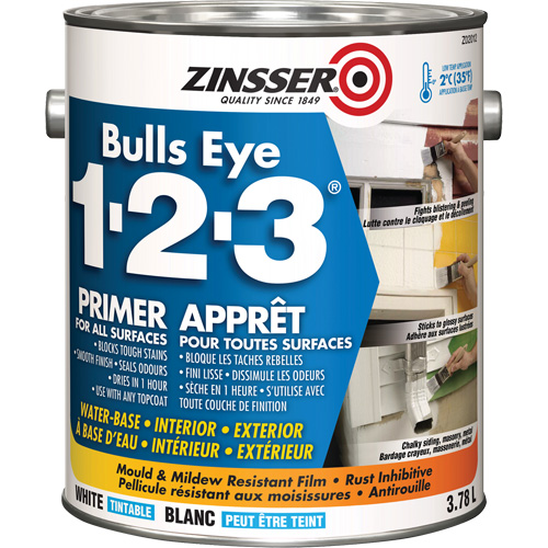 Appr&ecirc;t &agrave; base deau Bulls Eye 1-2-3, 3,78 L, Gallon, Blanc Pryde Industrial Inc.