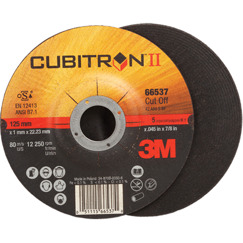 Cut-Off Wheels - CubitronII, 5" x 0.045", 7/8" Arbor, Type 27, Ceramic, 12250 RPM Pryde Industrial Inc.