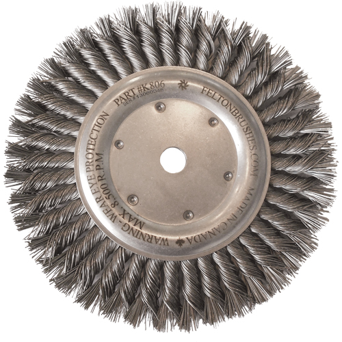 Brosses m&eacute;talliques &agrave; touret, Dia. 8", Fils 0,014", Arbre 5/8"-11, Acier Pryde Industrial Inc.