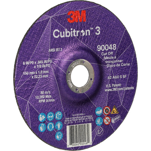 Cubitron 3 Cut-Off Wheel, 6" x 0.045", 7/8" Arbor, Type T27, Ceramic, 10200 RPM Pryde Industrial Inc.
