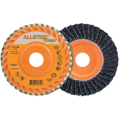 Disque &agrave; lamelles Turbo ALLSTEEL, 4-1/2" x 5/8"-11, Grain 40, Alumine de zirconium Pryde Industrial Inc.