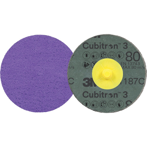 Cubitron 3 Roloc Fibre Disc, 3" Dia., 80+ Grit, Ceramic Pryde Industrial Inc.