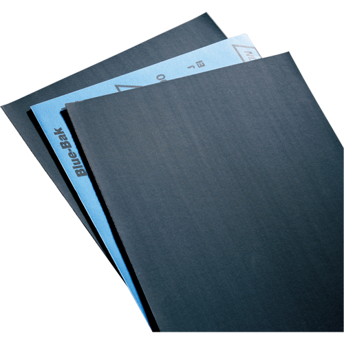 Papier abrasif en feuilles de papier - Feuilles de 9" x 11" &agrave; l'&eacute;preuve de l'eau Blue-Bak T414, 9" x 11", Grain 220, Carbure de silicium Pryde Industrial Inc.