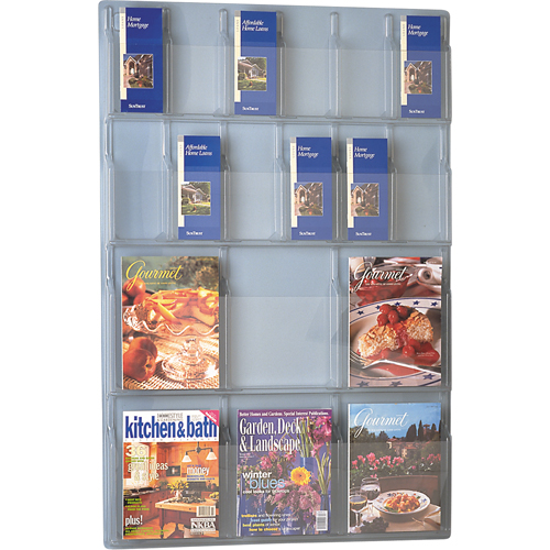 Literature Displays, Wall Mount, 6 Slots, Plastic, 30" W x 45" D x 45" H Pryde Industrial Inc.
