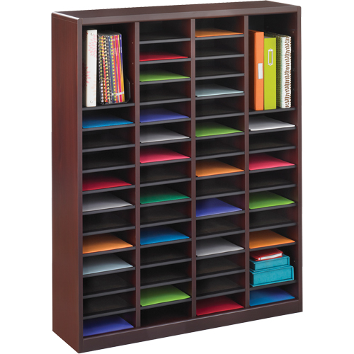 E-Z Stor&reg; Literature Organizer, Stationary, 60 Slots, Wood, 40" W x 3/4" D x 52-1/4" H Pryde Industrial Inc.