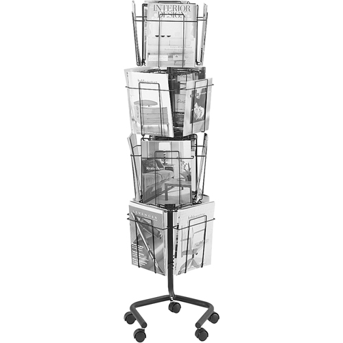 Pr&eacute;sentoirs pivotants pour documentation, Rotatif, 16 fentes, Fil m&eacute;tallique, 15" la x 15" p x 60" h Pryde Industrial Inc.