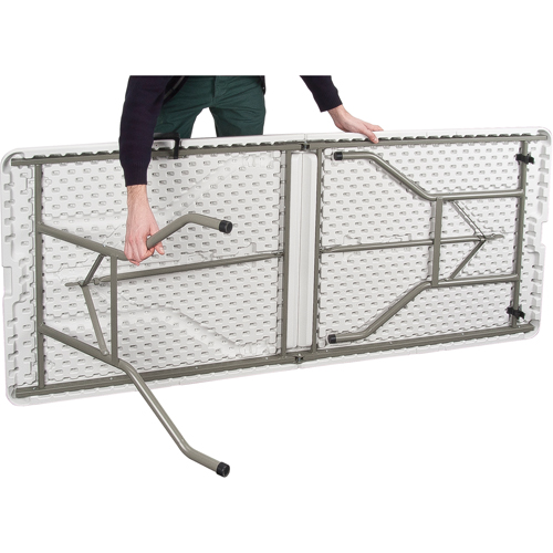 Fold-in-Half Table, Rectangular, 72" L x 30" W, Polyethylene, White Pryde Industrial Inc.