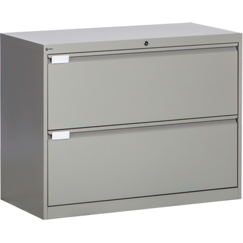 Lateral Filing Cabinet, Steel, 2 Drawers, 36" W x 18" D x 27-7/8" H, Grey Pryde Industrial Inc.