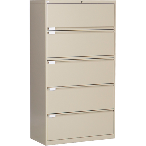 Lateral Filing Cabinet, Steel, 5 Drawers, 36" W x 18" D x 65-1/2" H, Beige Pryde Industrial Inc.