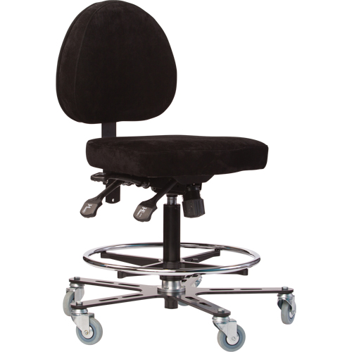 TF180 Welding Grade Ergonomic Stools, Suede, Black, 300 lbs. Capacity Pryde Industrial Inc.