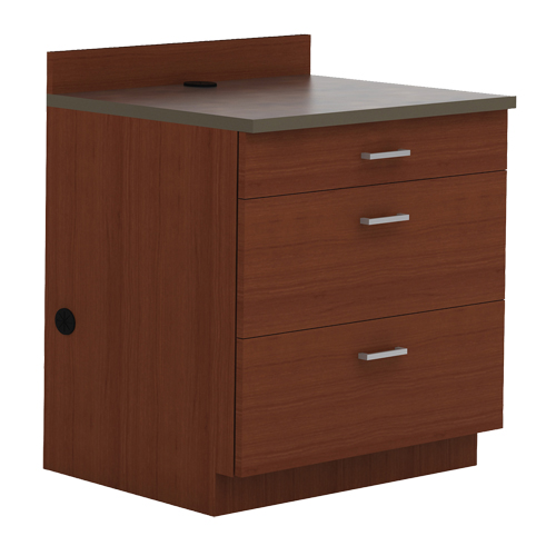 Modular Base Cabinet, 3 Drawers, 36" W x 25" D x 39" H, Mahogany Pryde Industrial Inc.