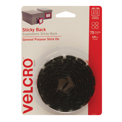 Attaches en jeton, Boucle et crochet, 5/8" dia., Adh&eacute;sif, Noir Pryde Industrial Inc.