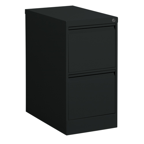 Vertical Filing Cabinet, Steel, 2 Drawers, 15-1/7" W x 25" D x 29" H, Black Pryde Industrial Inc.
