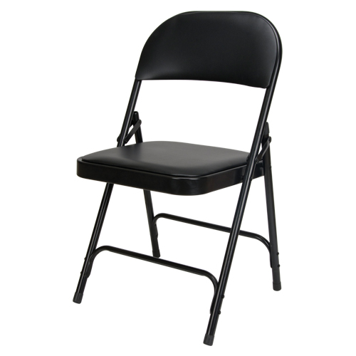 Chaise pliante rembourr&eacute;e en vinyle, Acier, Noir, Capacit&eacute; 300 lb Pryde Industrial Inc.