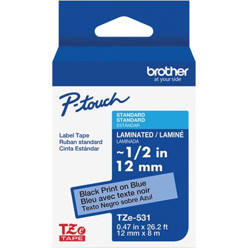 Ruban lamin&eacute; pour P-Touch, 12 mm x 8 m, Noir sur bleu Pryde Industrial Inc.