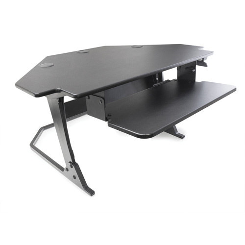 Goya Sit-Stand Corner Work Station, Desktop Unit, 20" H x 42" W x 37-4/5" D, Black Pryde Industrial Inc.
