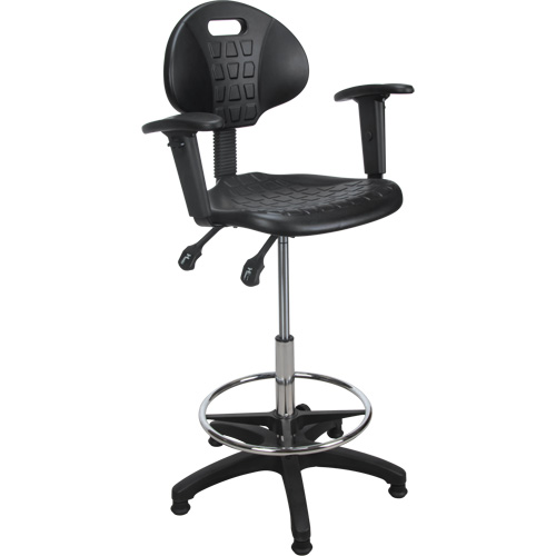 Tabouret ergonomique robuste avec accoudoirs r&eacute;glables, Stationnaire, Ajustable Hauteur, Capacit&eacute; 250 lb Pryde Industrial Inc.