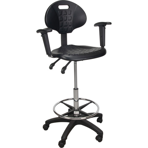 Heavy-Duty Ergonomic Stool with Adjustable Arm Rests & Nylon Stem Casters, Mobile, Adjustable Height, 250 lbs. Capacity Pryde Industrial Inc.