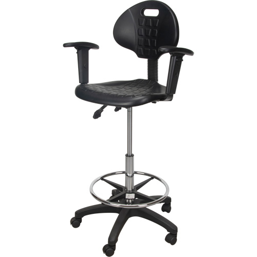 Heavy-Duty Ergonomic Stool with Adjustable Arm Rests & Nylon Stem Casters, Mobile, Adjustable Height, 250 lbs. Capacity Pryde Industrial Inc.