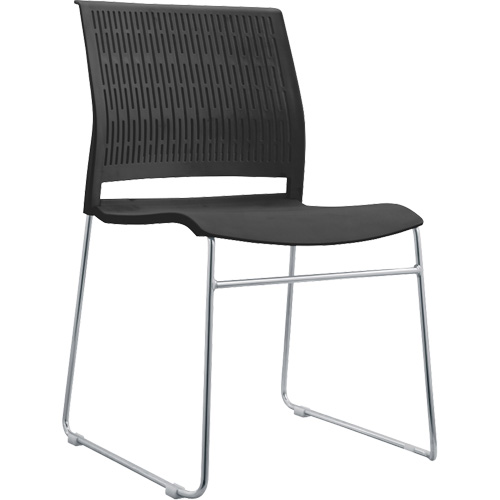 Stacking Chairs, Polypropylene, 32-3/8" High, 250 lbs. Capacity, Black Pryde Industrial Inc.