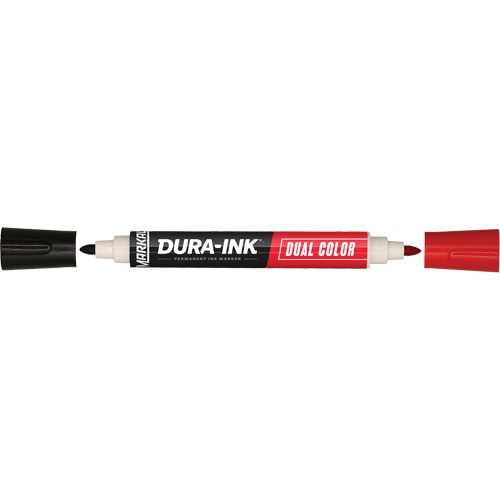 Marqueur &agrave; encre permanente et double couleur Markal Dura-Ink, Noir/Rouge, Pointe Ronde Pryde Industrial Inc.