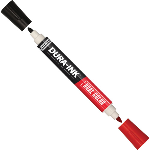Marqueur &agrave; encre permanente et double couleur Markal Dura-Ink, Noir/Rouge, Pointe Ronde Pryde Industrial Inc.