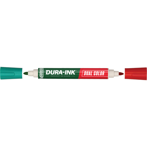 Marqueur &agrave; encre permanente et double couleur Markal Dura-Ink, Vert/Rouge, Pointe Ronde Pryde Industrial Inc.