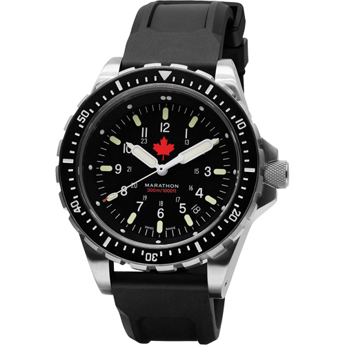 Tr&egrave;s grande montre &agrave; quartz pour plongeur avec feuille d'&eacute;rable rouge, Num&eacute;rique, &agrave; piles, 46 mm, Noir Pryde Industrial Inc.