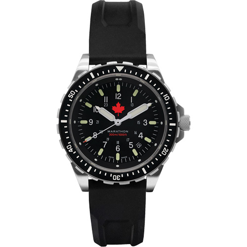 Tr&egrave;s grande montre &agrave; quartz pour plongeur avec feuille d'&eacute;rable rouge, Num&eacute;rique, &agrave; piles, 46 mm, Noir Pryde Industrial Inc.