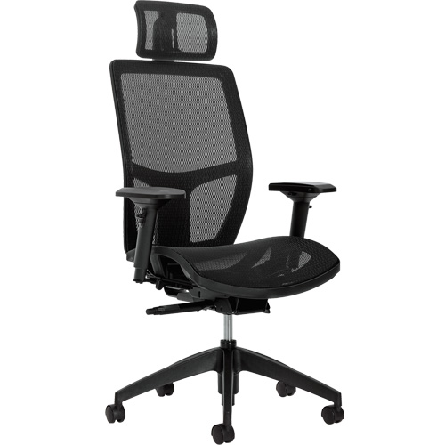 Format+ High-Back Weight-Sensing Synchro-Tilter with Headrest, Mesh, Black, 300 lbs. Capacity Pryde Industrial Inc.
