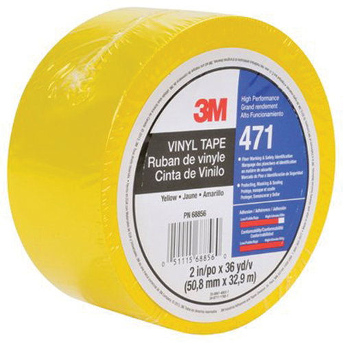 471 Vinyl Tape, 50.8 mm (2") W x 32.9 m (108') L, 5.3 mils, Yellow Pryde Industrial Inc.