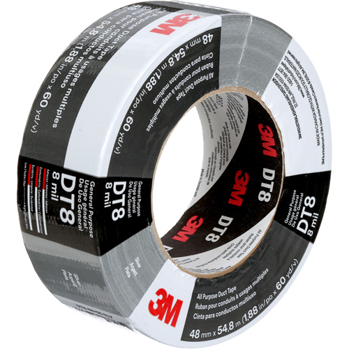 DT8 All-Purpose Duct Tape, 8 mils, Silver, 48 mm (2") x 55 m (180') Pryde Industrial Inc.