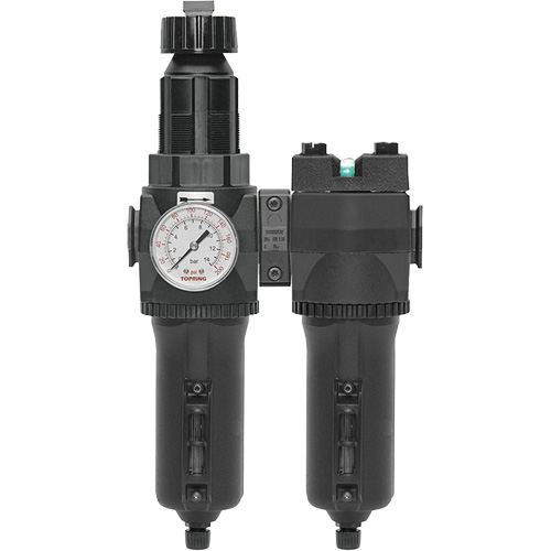 Filtre/r&eacute;gulateur + filtre coalescent drain manuel avec bol en m&eacute;tal Modulair 400, 1/4" NPT, 200 psi, Capacit&eacute; de 9,1 oz liq. Pryde Industrial Inc.