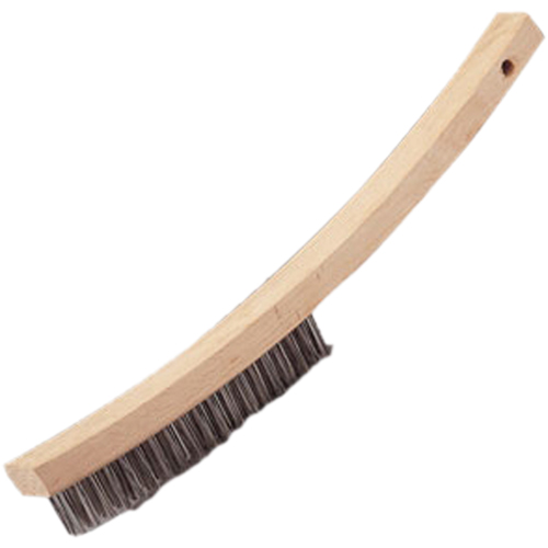 Brosse &agrave; main &agrave; r&eacute;curer &agrave; manche courb&eacute;, Acier inoxydable, 4 x 20 rangs de fils, Longueur 17" Pryde Industrial Inc.